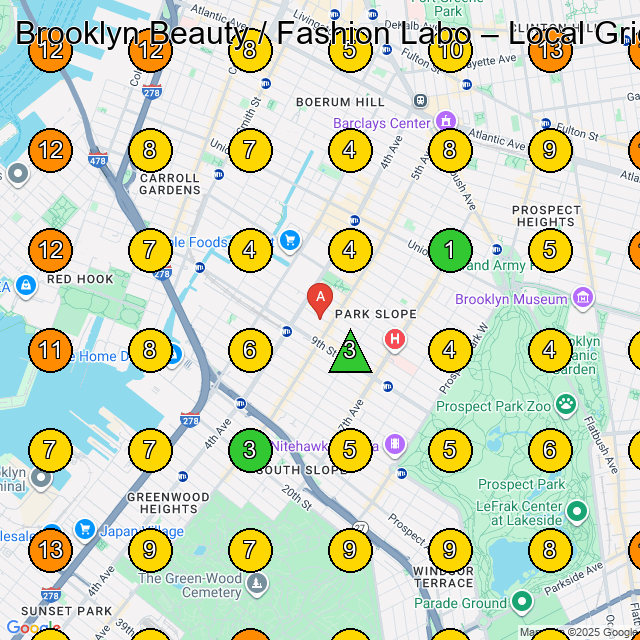 Brooklyn Beauty / Fashion Labo GeoGrid ranking map for Shopping Mall in Brooklyn